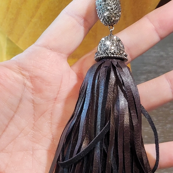 Chico's Black Label Beaded Tassel Necklace w/ Faceted Glass and Rhinestone Beads - Picture 11 of 12